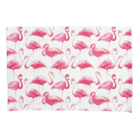 Tropische Waterverf Helder Roze Flamingo patroon Kussensloop (Voorkant)