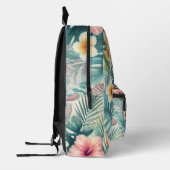 Tropische Waterverf Hibiscus en palmbladeren Bedrukte Rugzak (Links)