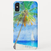 Tropische Waterverf Island Beach Palm Zeilboot Case-Mate iPhone Case (Achterkant)