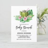 Tropische Waterverf Kokosnoot Summer Baby Brunch