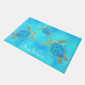 Tropische Waterverf Kustschildpad Aqua Blue Deurmat (Schuin)
