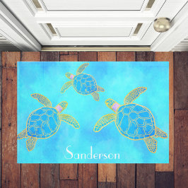 Tropische Waterverf Kustschildpad Aqua Blue Deurmat