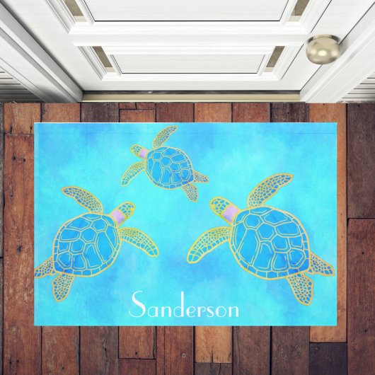 Tropische Waterverf Kustschildpad Aqua Blue Deurmat