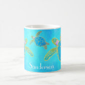 Tropische Waterverf Kustschildpad Aqua Blue Koffiemok (Center)