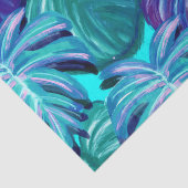 Tropische Waterverf laat blauw groen Paars over Tissuepapier (Detail)