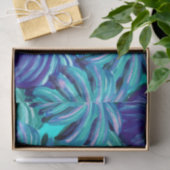 Tropische Waterverf laat blauw groen Paars over Tissuepapier (Geschenk)