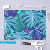 Tropische Waterverf laat blauw groen Paars over Tissuepapier (Craft)