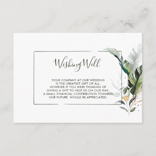 Tropische Waterverf laat bruiloft goed wensen Informatiekaartje (Voorkant)