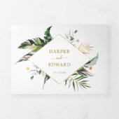 Tropische Waterverf laat gouden bruiloft achter Drieluik Uitnodiging (Cover)