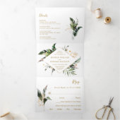 Tropische Waterverf laat gouden bruiloft in één ke Drieluik Uitnodiging (Binnen)