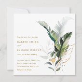 Tropische Waterverf laat gouden bruiloft over Kaart (Voorkant)