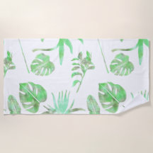 Tropische Waterverf Leaf Beach Handdoek | Lichtgro