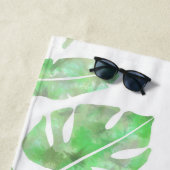 Tropische Waterverf Leaf Beach Handdoek | Lichtgro (In situ)