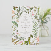 Tropische Waterverf Leaf Lijst Wedding Kaart (Staand voorkant)