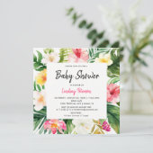 Tropische Waterverf Leaves Square Baby shower Kaart (Staand voorkant)