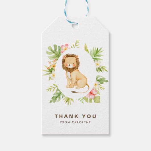 Tropische Waterverf Leeuw Zomer Dank u Cadeaulabel (Voorkant)