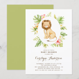Tropische Waterverf Lion Summer Baby shower Kaart
