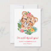 Tropische Waterverf Lion Wilde over je Valentijn Notitiekaartje (Voorkant)