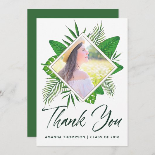Tropische Waterverf Luau Afstuderen Hartelijk dank Aankondiging (Voorkant / Achterkant)