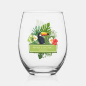 Tropische waterverf met toucans bruiloft ID577 Wijnglas Zonder Voet (Achterkant)