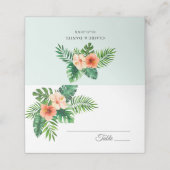 Tropische Waterverf Mint Green Wedding Plaatskaartje (Buitenkant ongevouwen)