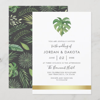 Tropische Waterverf | Modern Gold Wedding Kaart
