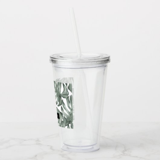 Tropische Waterverf Modern oasis leest Patroon Acryl Drinkbeker (Links)
