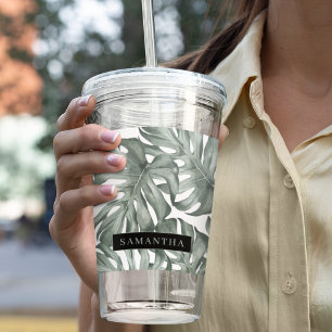 Tropische Waterverf Modern oasis leest Patroon Acryl Drinkbeker