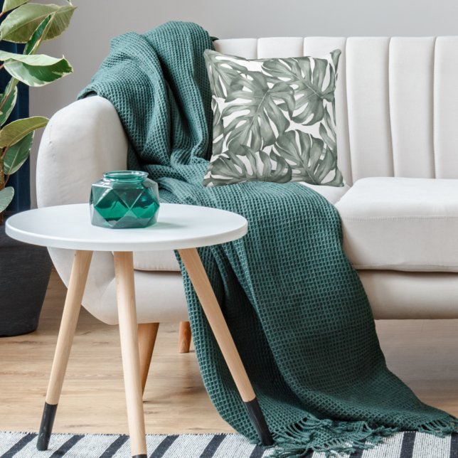 Tropische Waterverf Modern oasis leest Patroon Buitenkussen (Creator heeft geüpload)