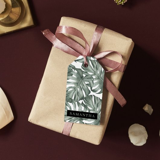 Tropische Waterverf Modern oasis leest Patroon Cadeaulabel