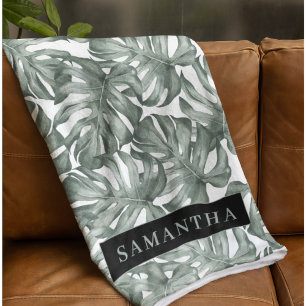 Tropische Waterverf Modern oasis leest Patroon Fleece Deken