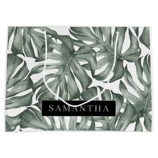 Tropische Waterverf Modern oasis leest Patroon Groot Cadeauzakje (Voorkant)