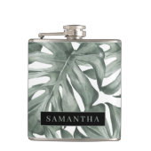 Tropische Waterverf Modern oasis leest Patroon Heupfles (Voorkant)