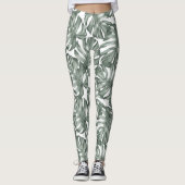 Tropische Waterverf Modern oasis leest Patroon Leggings (Voorkant)