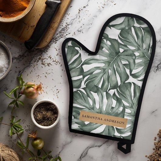 Tropische Waterverf Modern oasis leest Patroon Ovenwant & Pannenlap Set