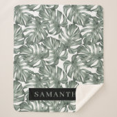 Tropische Waterverf Modern oasis leest Patroon Sherpa Deken (Voorkant)