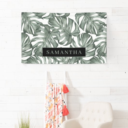 Tropische Waterverf Modern oasis leest Patroon Spandoek (Insitu)