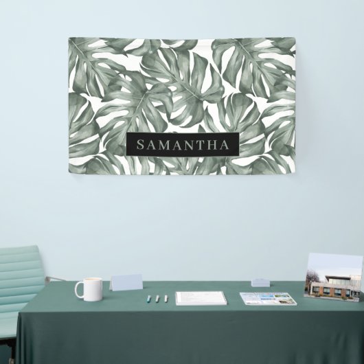 Tropische Waterverf Modern oasis leest Patroon Spandoek (Beurs)