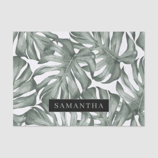 Tropische Waterverf Modern oasis leest Patroon Tissuepapier (Voorkant)