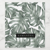 Tropische Waterverf Modern oasis leest Patroon Wijn Etiket (Enkel label)