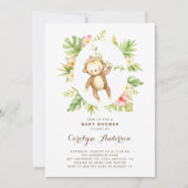 Tropische Waterverf Monkey Summer Baby shower Kaart (Voorkant)