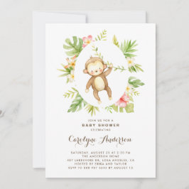 Tropische Waterverf Monkey Summer Baby shower Kaart