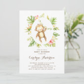 Tropische Waterverf Monkey Summer Baby shower Kaart (Staand voorkant)