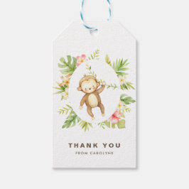 Tropische Waterverf Monkey Summer Dank je wel Cadeaulabel