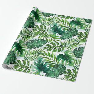 Tropische Waterverf Monstera en palmbladeren Cadeaupapier