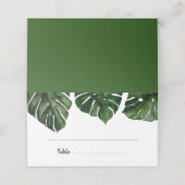 Tropische Waterverf Monstera Leaf Greenery Wedding Plaatskaartje (Buitenkant ongevouwen)
