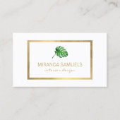 Tropische Waterverf Monstera Leaf Logo Designer Visitekaartje (Voorkant)