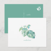 Tropische Waterverf Monstera Leaves Feestdagenkaart (Voorkant / Achterkant)