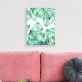 Tropische Waterverf Monstera Palmbladeren Canvas Afdruk (Insitu (Woonkamer))