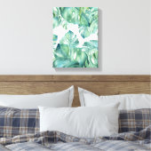 Tropische Waterverf Monstera Palmbladeren Canvas Afdruk (Insitu (Slaapkamer))